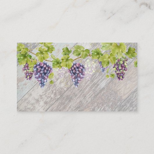 Wijnglas en fles | wijnmakerij | rustiek hout visitekaartje (Achterkant)