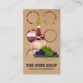 Wijnglas en fles  | wijnvlek visitekaartje (Voorkant)