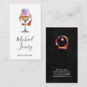 Wijnglas en glas vlek visitekaartje (Voorkant / Achterkant)