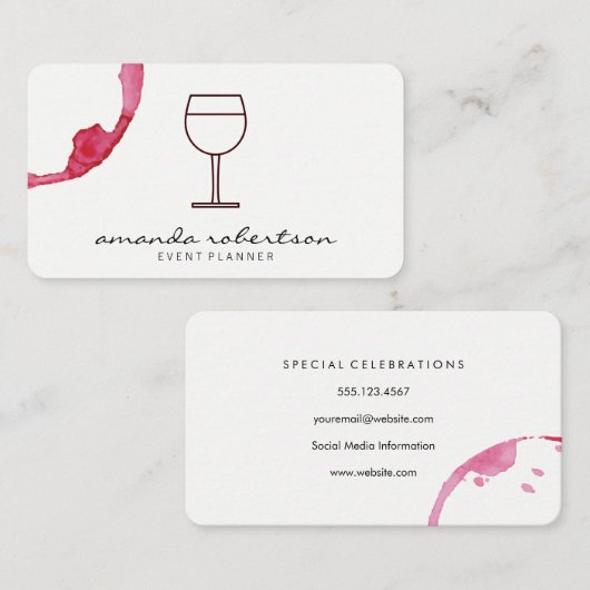 Wijnglas en -gordel visitekaartje (Voorkant / Achterkant)
