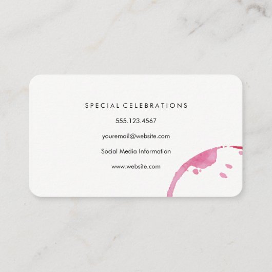 Wijnglas en -gordel visitekaartje (Achterkant)