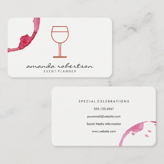 Wijnglas en -gordel visitekaartje (Voorkant / Achterkant)
