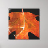 Wijnglas en Herfstblad Canvas Afdruk (Voorkant)
