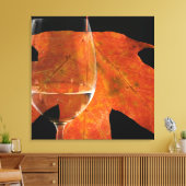 Wijnglas en Herfstblad Canvas Afdruk (Insitu (Woonkamer))