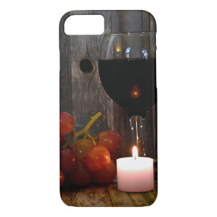 wijnglas en kaarsen met druiven 	iPhone 8/7 hoesje