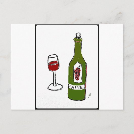 WIJNGLAS EN KARTSCHERM VAN DE KNOOP BRIEFKAART (Voorkant)