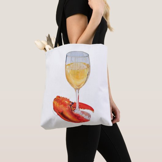Wijnglas en kreeftenklauw tote bag (Dichtbij)