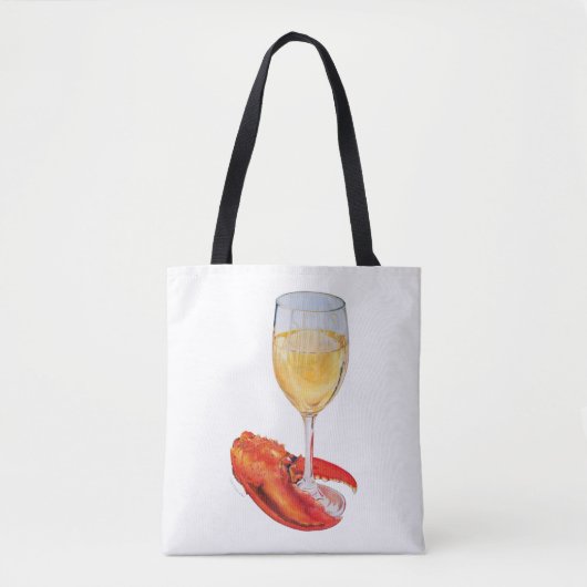 Wijnglas en kreeftenschaar tote bag (Voorkant)
