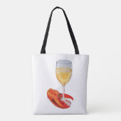 Wijnglas en kreeftenschaar tote bag (Achterkant)