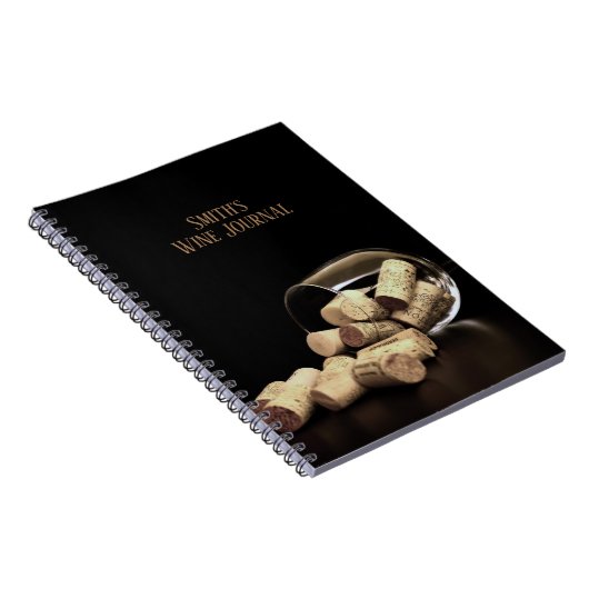Wijnglas en kurken/gepersonaliseerd wijnjournaal notitieboek (Rechterzijde)