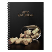 Wijnglas en kurken/gepersonaliseerd wijnjournaal notitieboek (Voorkant)