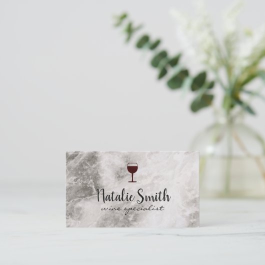 Wijnglas en -marmer visitekaartje (Staand voorkant)