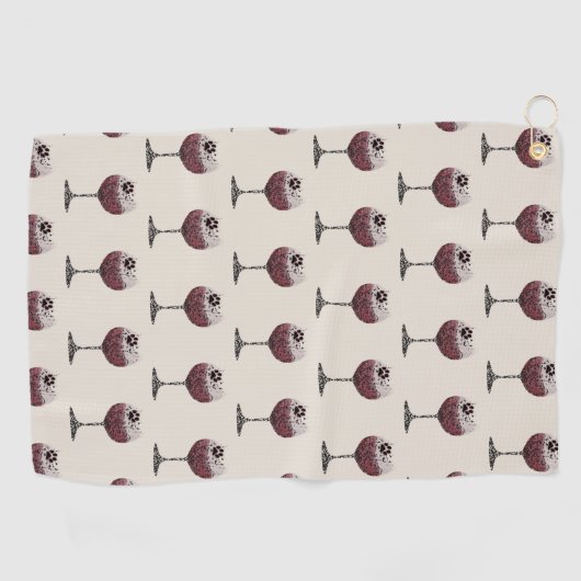 Wijnglas en Paws Perfecte Pairing Golfhanddoek (Horizontaal)