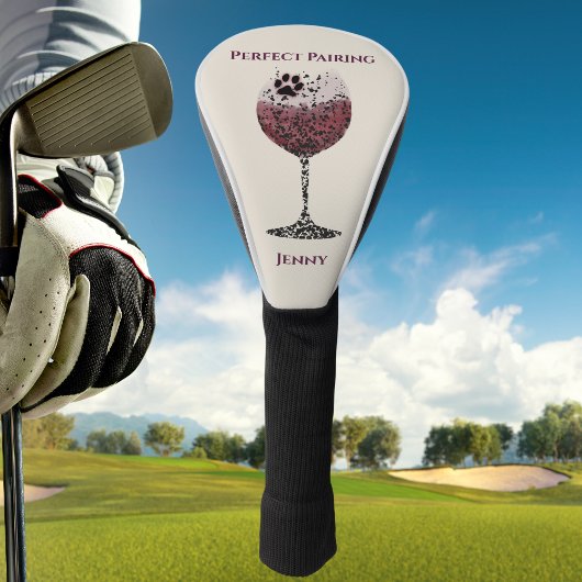 Wijnglas en Paws Perfecte Pairing Golfheadcover
