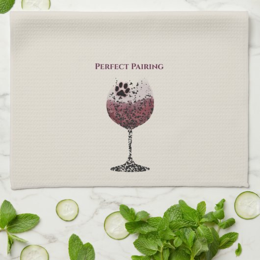 Wijnglas en Paws Perfecte Pairing Theedoek (Gevouwen)