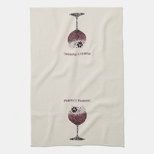 Wijnglas en Paws Perfecte Pairing Theedoek (Verticaal)