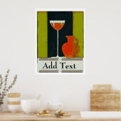 Wijnglas en rode flessen voeg tekst toe poster (Keuken)