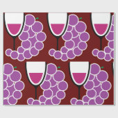 Wijnglas en wijndruiven cadeaupapier (Vlak)