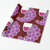 Wijnglas en wijndruiven cadeaupapier (Uitgerold)