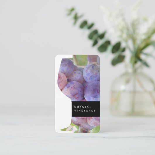 Wijnglas en wijndruiven visitekaartje (Staand voorkant)