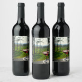 Wijnglas en wijngaarden Wijnlabel Wijn Etiket (Flessen)