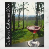 Wijnglas en wijngaarden Wijnlabel Wijn Etiket (Enkel label)