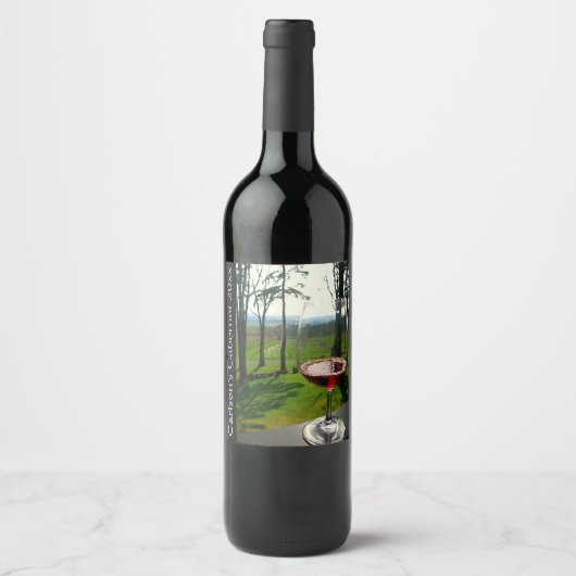 Wijnglas en wijngaarden Wijnlabel Wijn Etiket (Voorkant)