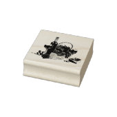 Wijnglas, fles, druiven, kaas, rode roos rubberstempel (Stempel)