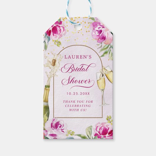 Wijnglas Floral Vrijgezellenfeest Cadeaulabel (Voorkant)