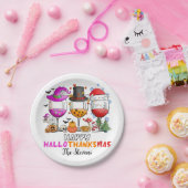 Wijnglas Gelukkige Hallowondanksmas Papieren Bordje (Feest)