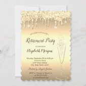 Wijnglas Glitter Bokeh druppels Pensioen Kaart (Voorkant)