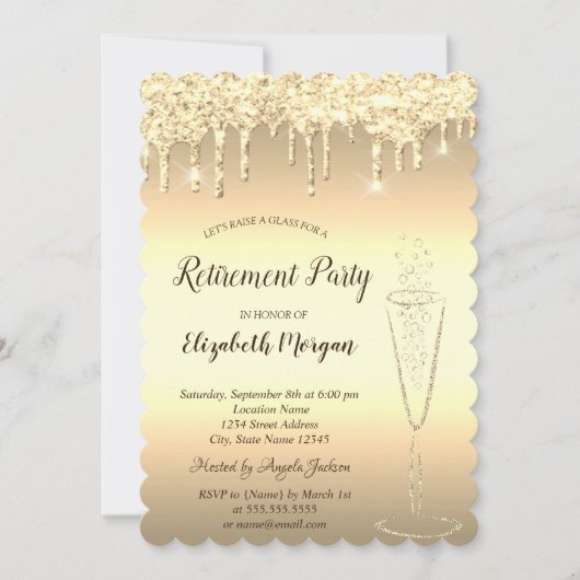 Wijnglas Glitter Bokeh druppels Pensioen Kaart