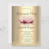 Wijnglas Glitter Bokeh Lotus Retirement Kaart (Voorkant)