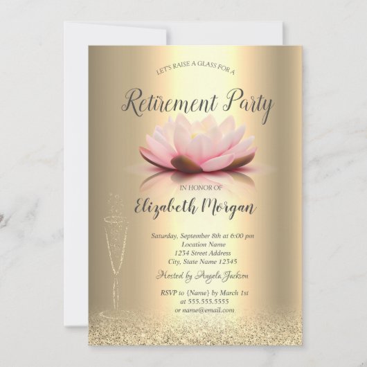 Wijnglas Glitter Bokeh Lotus Retirement Kaart (Voorkant)