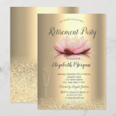 Wijnglas Glitter Bokeh Lotus Retirement Kaart (Voorkant / Achterkant)