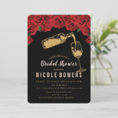 Wijnglas Glitter Bruids Douche Uitnodiging (Staand voorkant)