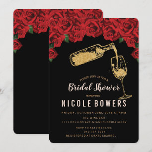 Wijnglas Glitter Bruids Douche Uitnodiging