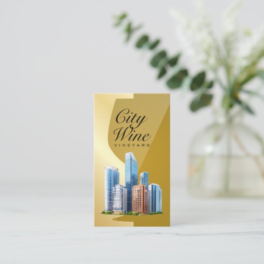 Wijnglas | Goud | Commerciële gebouwen Visitekaartje (Staand voorkant)