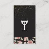Wijnglas Goud gespikkeld Vintage bloempatroon Visitekaartje (Voorkant)