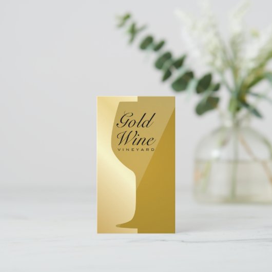 Wijnglas | Goud Slank Visitekaartje (Staand voorkant)