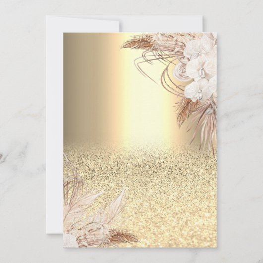 Wijnglas Gouden Bokeh, Boho Bloemen Pensioen Kaart (Achterkant)