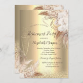 Wijnglas Gouden Bokeh, Boho Bloemen Pensioen Kaart (Voorkant / Achterkant)