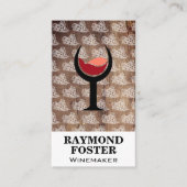 Wijnglas | Hout | Druiven op wijnpatroon Visitekaartje (Voorkant)