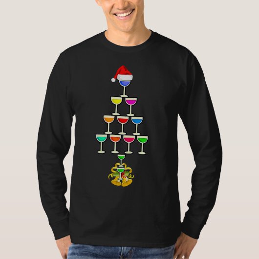 Wijnglas Kerstboom Drink T-shirt (Voorkant)