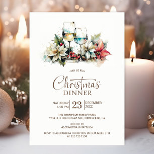 Wijnglas kerstdiner kaart