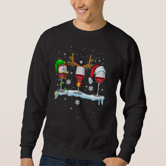 Wijnglas Kerstmis Santa Hat Trui (Voorkant)