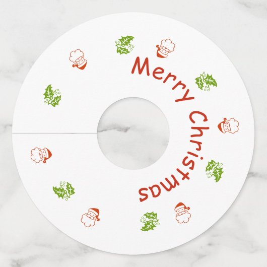 Wijnglas Label - Santa en Holly (Voorkant)