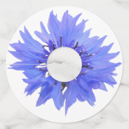 Wijnglas Labels met blauw korenbloem ontwerp