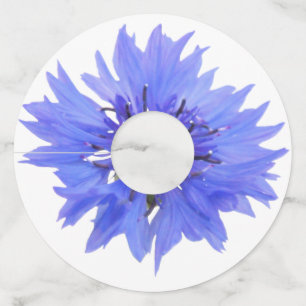 Wijnglas Labels met blauw korenbloem ontwerp