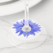 Wijnglas Labels met blauw korenbloem ontwerp (Dichtbij)